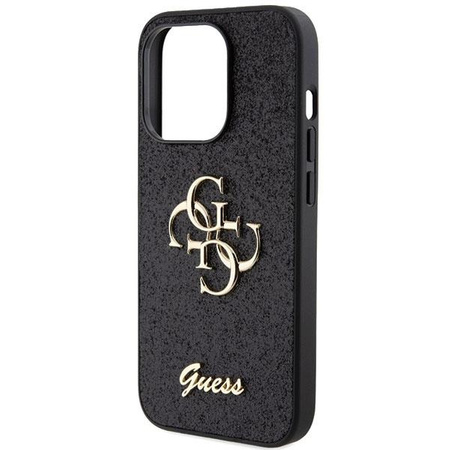 Etui Guess Glitter Script Big 4G na iPhone 15 Pro - czarne
