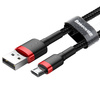 Baseus Cafule Cable wytrzymały nylonowy kabel przewód USB / micro USB QC3.0 2.4A 1M czarno-czerwony (CAMKLF-B91)