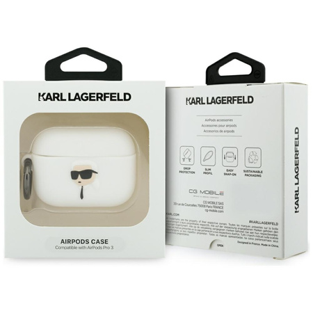 Etui Karl Lagerfeld Silicone Karl Head   3D do AirPods Pro 3 biały