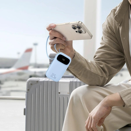 Powerbank Baseus EnerFill FC31 20000mAh 22.5W z wyświetlaczem cyfrowym z 2 wbudowanymi kablami - niebieski