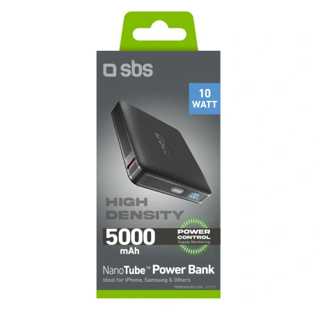 Powerbank SBS HD 10W 5000mAh USB-C z wyświetlaczem LCD - czarny