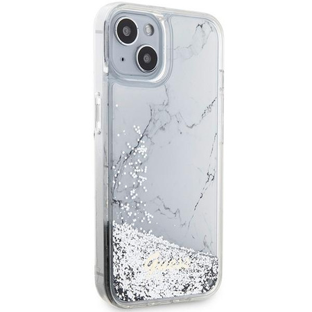 Etui Guess GUHCP14SLCSGSGH na iPhone 14 - białe Liquid Glitter Marble