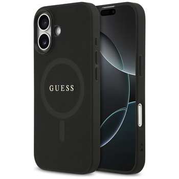 Etui Guess Saffiano Classic Logo MagSafe do iPhone 17 czarny