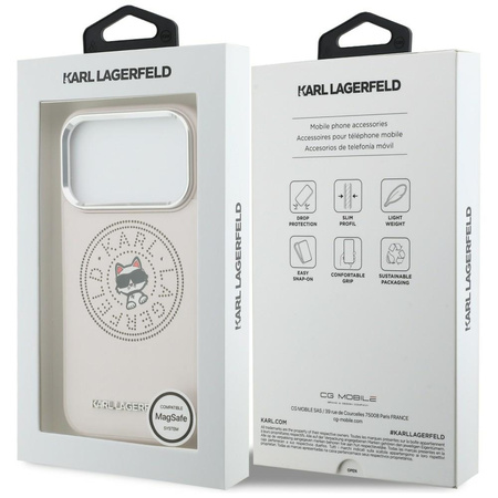 Etui Karl Lagerfeld Point & Choupette    Sketch MagSafe do iPhone 17 Pro różowy