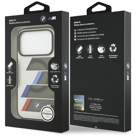 Etui BMW M IML Metal Buttons Tricolor    Lines MagSafe do iPhone 17 Pro Max antracyt