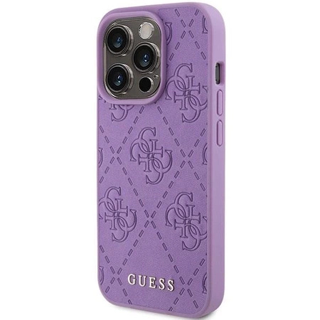 Etui Guess Leather 4G Stamped na iPhone 15 Pro Max - fioletowe