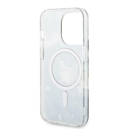 Guess zestaw ładowarka MagSafe + etui do iPhone 14 Pro 6,1" zielone Jungle (GUBPP14LHJEACSA)