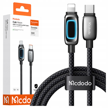 MCDODO KABEL USB-C LIGHTNING SZYBKIE ŁADOWANIE DO IPHONE PD 36W CZARNY 1M