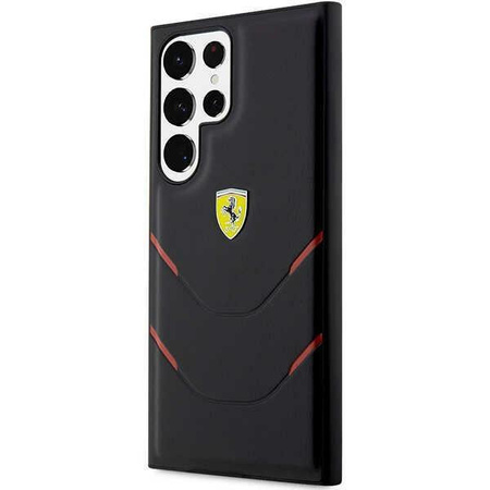 Etui Ferrari FEHCS23LPBAK S23 Ultra S918 - czarne Hot Stamp Lines