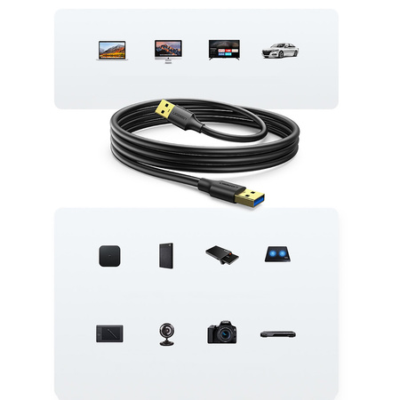 Ugreen kabel przewód USB - USB (męski - USB 3.2 Gen 1) 1 m czarny (US128 10370)