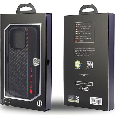 Etui Audi Carbon Fiber Stripe na iPhone 13 Pro Max 6.7" - czarne AUS-TPUPCIP13PM-R8/D1-BK