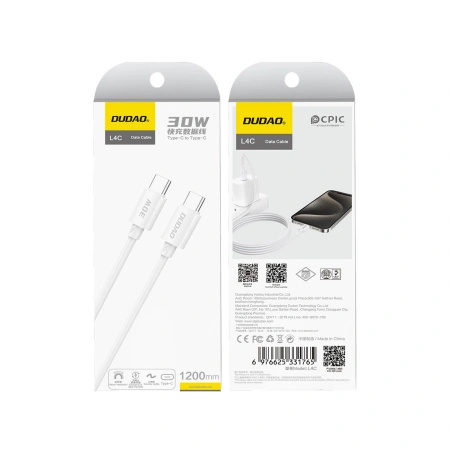 DUDAO KABEL USB-C 30W DO TELEFONÓW 2M Z FUNKCJĄ SZYBKIEGO ŁADOWANIA DO 30W