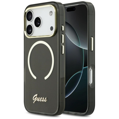Etui Guess IML Script Metal MagSafe do   iPhone 17 Pro Max czarny