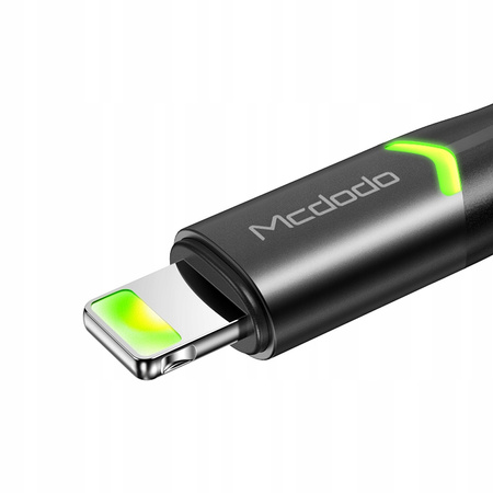 MCDODO KABEL USB LIGHTNING SZYBKIEGO ŁADOWANIA 36W DO IPHONE 13 14 1M LED CZARNY