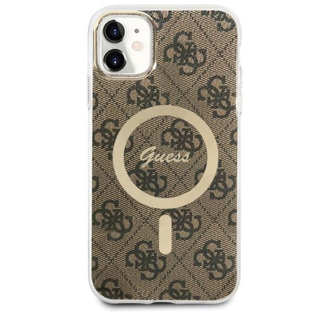 Etui Guess GUHMN61H4STW na iPhone 11 - brązowe 4G MagSafe