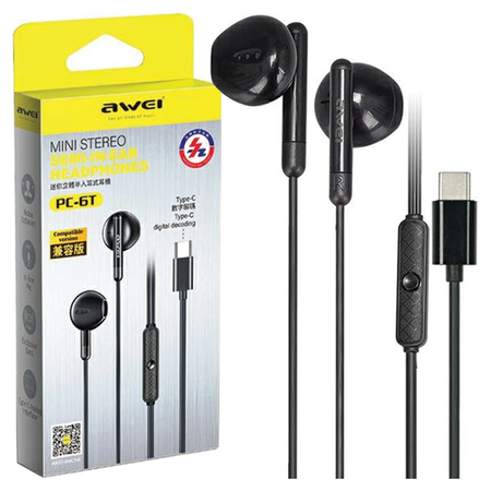 AWEI SŁUCHAWKI PC-6T STEREO Z USB-C DO LAPTOPA KOMPUTERA MACBOOKA