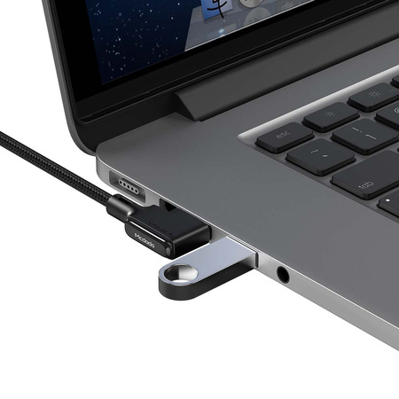 Mcdodo phone cable for iPhone, fast charging angled 90° LED Lightning 1.2m black CA-7510