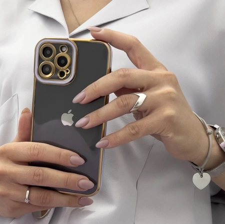 HURTEL FASHION CASE ETUI DO IPHONE 13 PRO MAX POKROWIEC ZŁOTA RAMKA