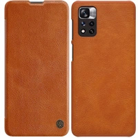 Nillkin Qin Case etui do Xiaomi Redmi Note 11 Pro+ (China) / Redmi Note 11 Pro (China) / Mi11i HyperCharge osłona na aparat kabura pokrowiec obudowa z klapką brązowy