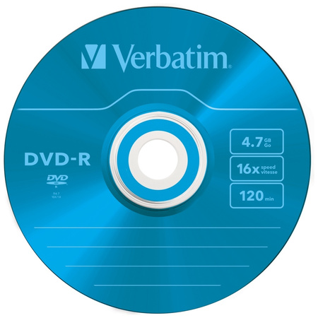 VERBATIM PŁYTA DVD-R 4.7GB 16X DO KOPIOWANIA DANYCH I MULTIMEDIÓW 5 SZTUK