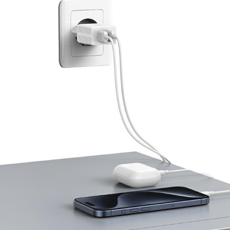 USAMS ŁADOWARKA 2XUSB 18W DO IPHONE 11 12 13 14 Z KABLEM DO LIGHTNING