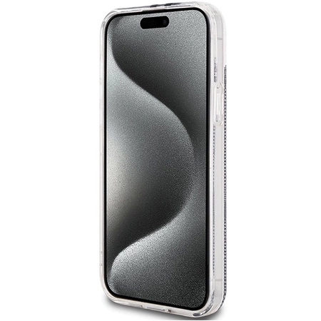 Etui Guess IML 4G Gold Stripe na iPhone 15 Plus / 14 Plus - czarne