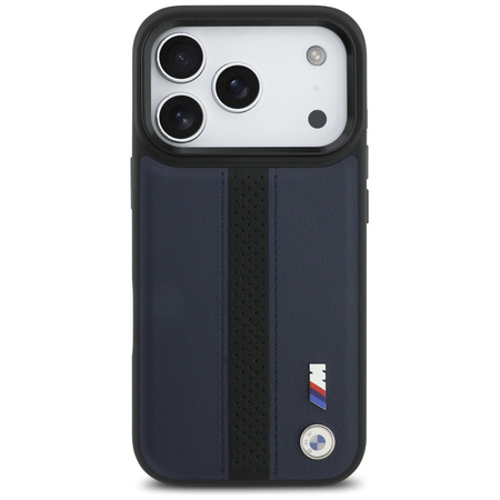 Etui BMW M Perforated Stripe Logo        MagSafe do iPhone 17 Pro granatowy