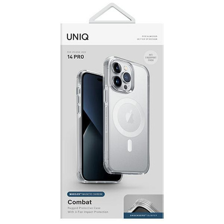 UNIQ etui Combat iPhone 14 Pro 6,1" Magclick Charging przeźroczysty/dove satin clear