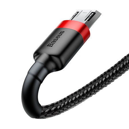 Baseus Cafule Cable wytrzymały nylonowy kabel przewód USB / micro USB 1.5A 2M czarno-czerwony (CAMKLF-C91)