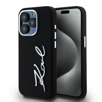 KARL LAGERFELD SILIKONOWE ETUI HARDCASE DO IPHONE 15 PRO 6.1 LOGO METALOWE