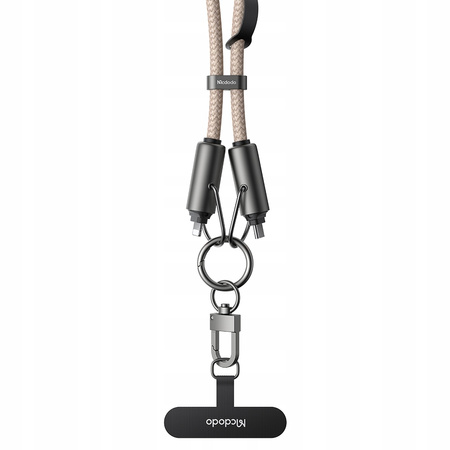 MCDODO SMYCZ DO TELEFONU NA SZYJE WKŁADKA CROSSBODY BEŻOWA KABEL DO IPHONE