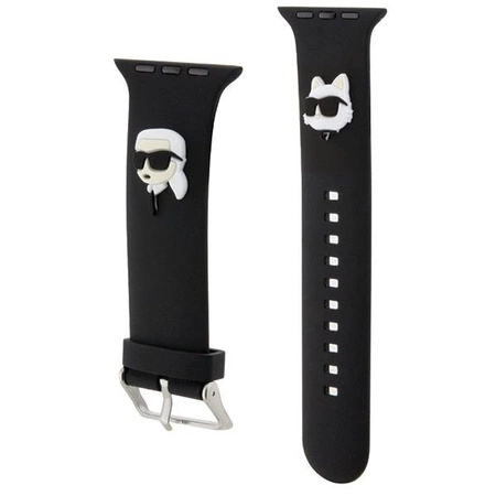 Pasek Karl Lagerfeld 3D Rubber Karl&Choupette Heads na Apple Watch 42/44/45/49mm - czarny