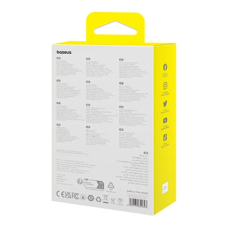 Powerbank Baseus Magnetic Mini MagSafe 10000mAh 20W z wbudowanym kablem Lightning - biały + kabel Baseus Simple Series USB-C - USB-C 60W 0.3m