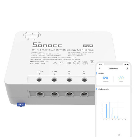 SONOFF INTELIGENTNY PRZEŁĄCZNIK WIFI DO SMART HOME POMIAR PRĄDU 2-WEJŚCIOWY