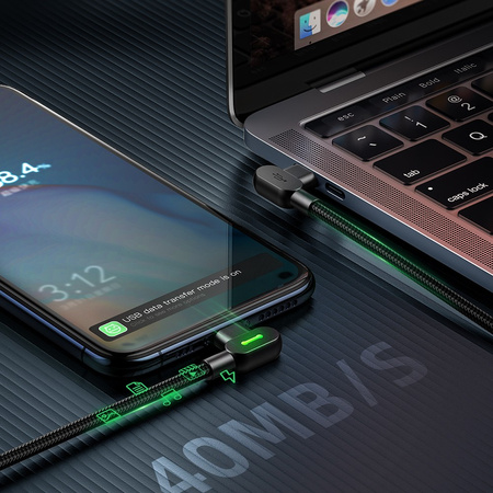 Mcdodo Phone cable Fast charging Angle 90°, LED, USB-C PD 2m black 60W
