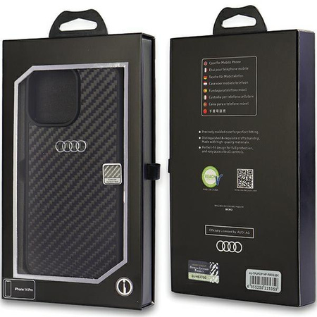 Etui Audi Carbon Fiber na iPhone 14 Pro - czarne AU-TPUPCIP14P-R8/D2-BK
