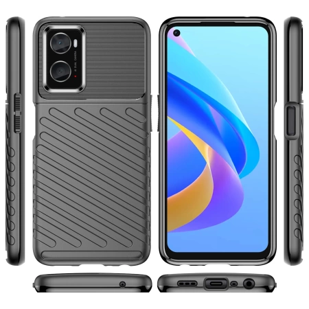 Thunder Case elastyczne pancerne etui pokrowiec Oppo A76 / Oppo A36 / Realme 9i czarny