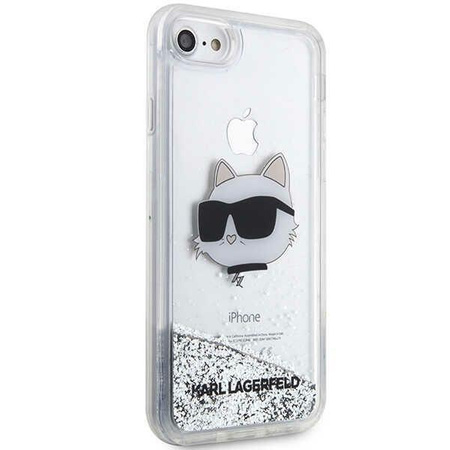 Etui Karl Lagerfeld KLHCI8LNCHCS na iPhone 7/8/ SE 2020 / SE 2022 - srebrne Glitter Choupette Head