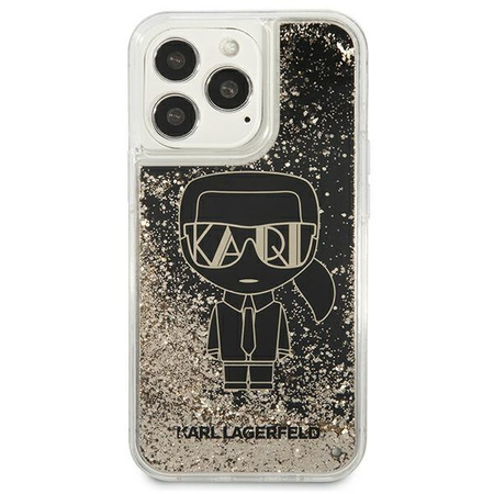 Etui Karl Lagerfeld KLHCP13LLGGKBK na iPhone 13 Pro/ 13 - czarne Liquid Glitter Gatsby