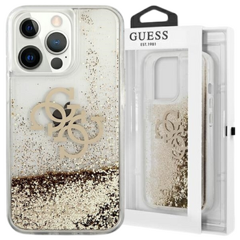 GUESS ETUI HARD CASE DO IPHONE 13 PRO MAX 6,7 ZŁOTY LIQUID GLITTER 4G