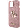 Etui Guess Glitter Script Big 4G na iPhone 15 - różowe