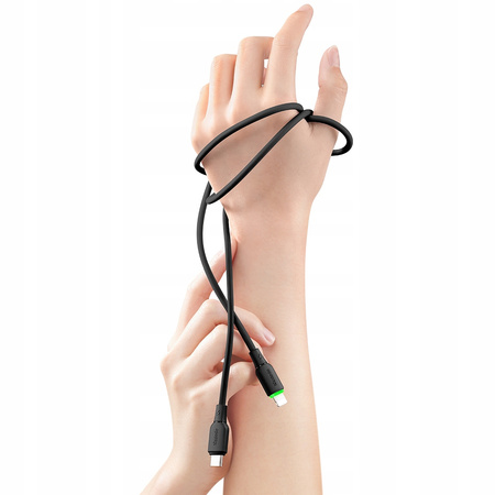 MCDODO ŁADOWARKA KABEL USB-C LIGHTNING SZYBKIEGO ŁADOWANIA DO IPHONE 1M LED CZARNY