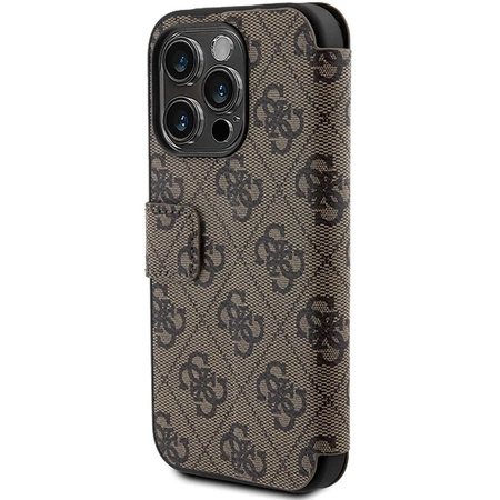 Etui Guess 4G Metal Logo na iPhone 15 Pro - brązowe