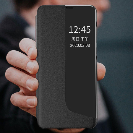Eco Leather View Case elegancki futerał etui z klapką i funkcją podstawki Huawei P40 Lite E czarny