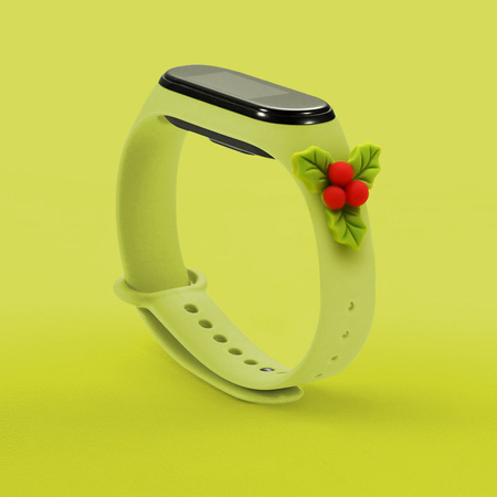 Strap Xmas opaska do Xiaomi Mi Band 6 / Mi Band 5 świąteczny silikonowy pasek bransoletka zielony (jemioła)