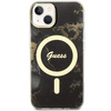 Etui Guess GUHMP14SHTMRSK na iPhone 14 - czarne Golden Marble MagSafe