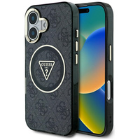 GUESS ETUI IML METAL GLITTER 4G CIRCLE TRIANGLE DO IPHONE 16 DO MAGSAFE