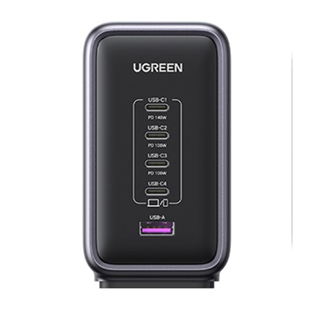 Ładowarka sieciowa UGREEN CD333 Nexode, USB + 4x USB-C, GaN, 300W + kabel USB-C 240W (czarny)