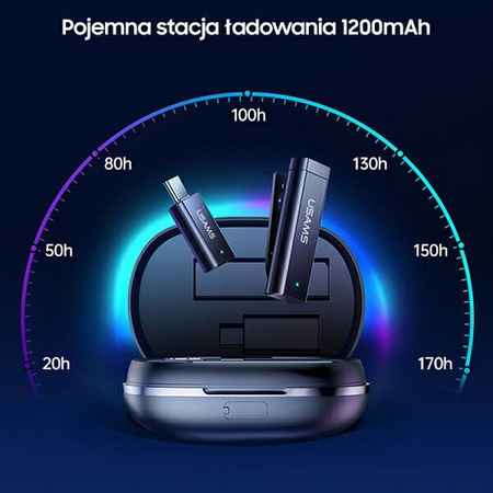 USAMS Bezprzewodowy mikrofon krawatowyENC 2.4G Wireless Lavalier Microphone USB-C ZB243MKF01 (US-ZB243)