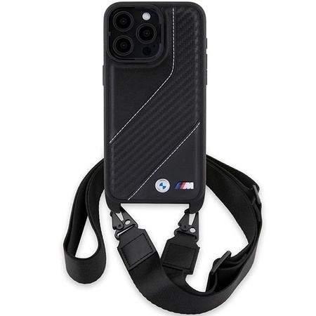 Etui BMW M Edition Carbon Stripe & Strap na iPhone 15 Pro Max - czarne